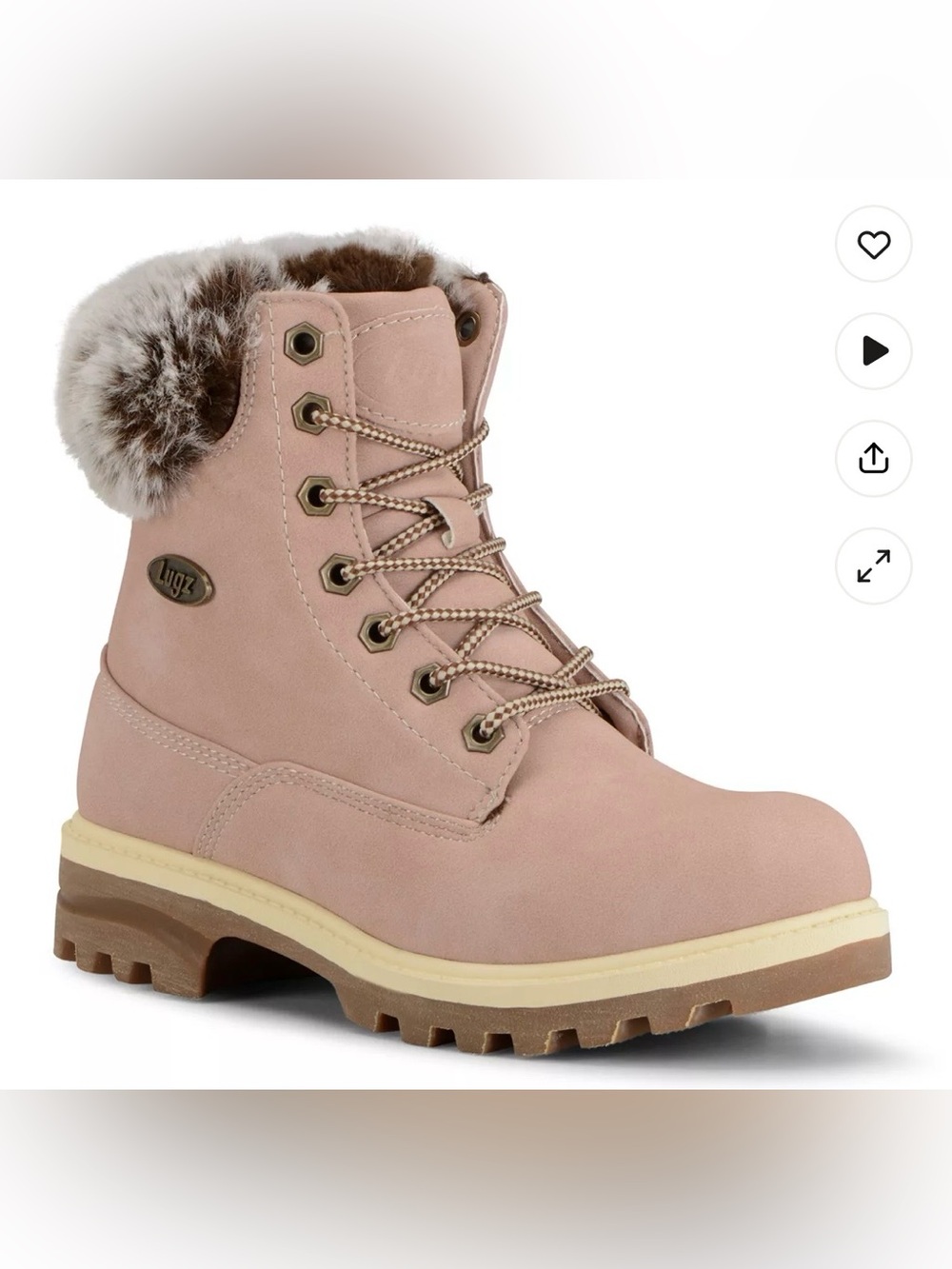 Lugz Empire Hi Faux-Fur Women’s Water Resistant Pink Suede Boots Size 8.5